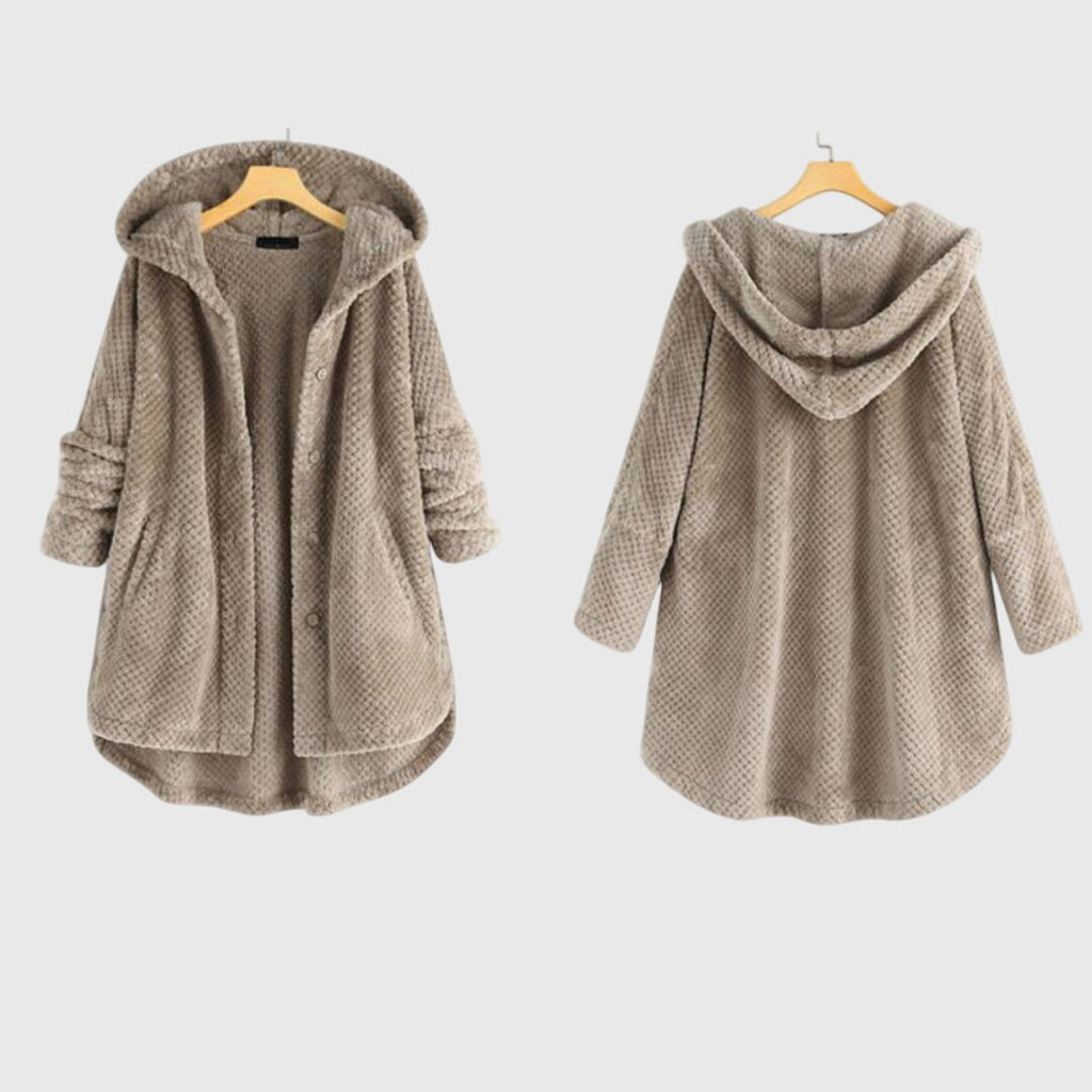 Zoe | Classic Hooded Waffle-Knit Fleece Jacket