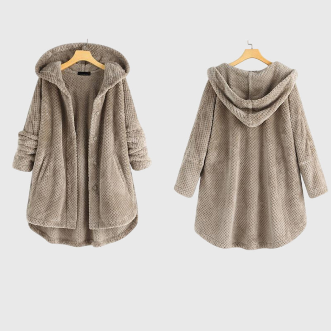 Zoe | Classic Hooded Waffle-Knit Fleece Jacket