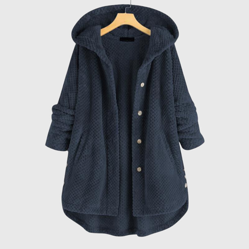 Zoe | Classic Hooded Waffle-Knit Fleece Jacket