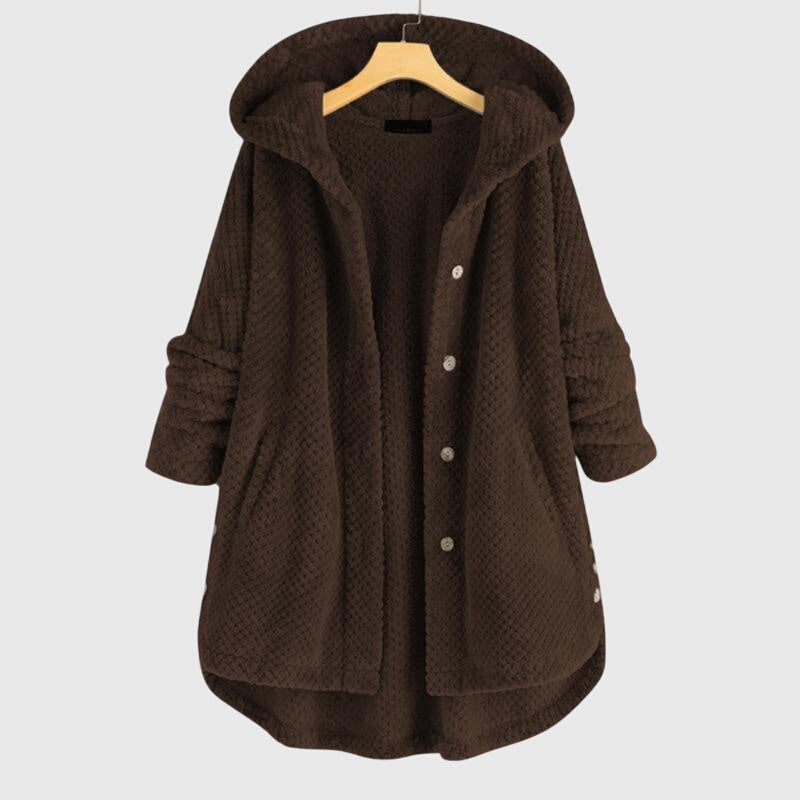Zoe | Classic Hooded Waffle-Knit Fleece Jacket