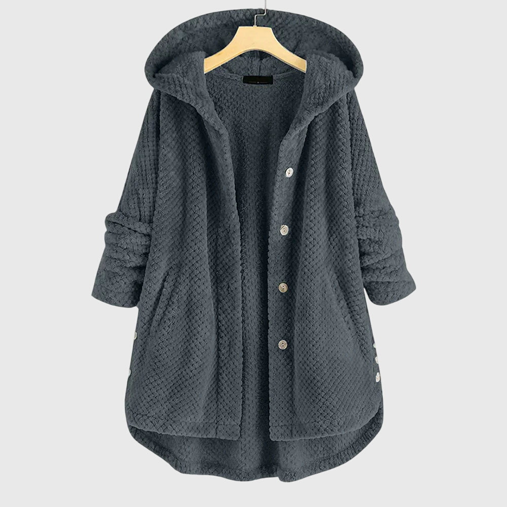 Zoe | Classic Hooded Waffle-Knit Fleece Jacket