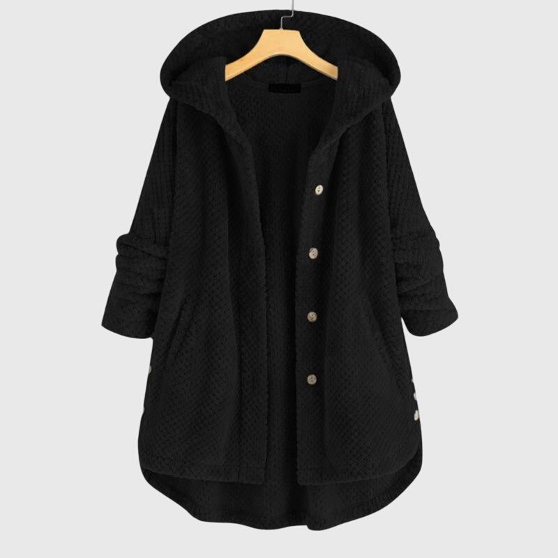 Zoe | Classic Hooded Waffle-Knit Fleece Jacket