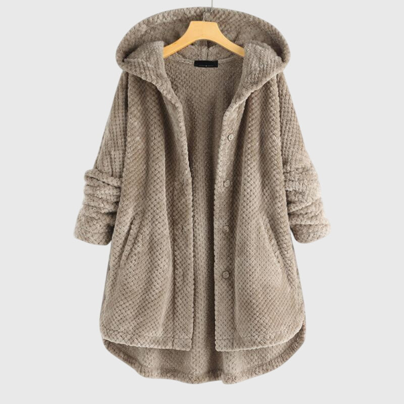 Zoe | Classic Hooded Waffle-Knit Fleece Jacket