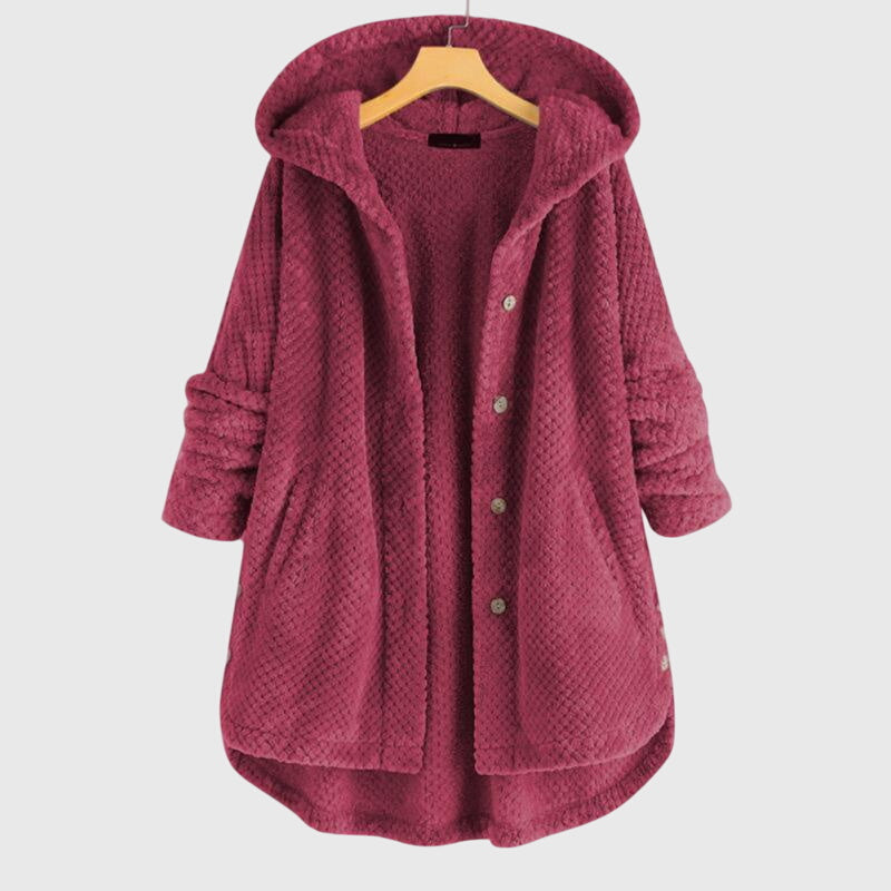 Zoe | Classic Hooded Waffle-Knit Fleece Jacket