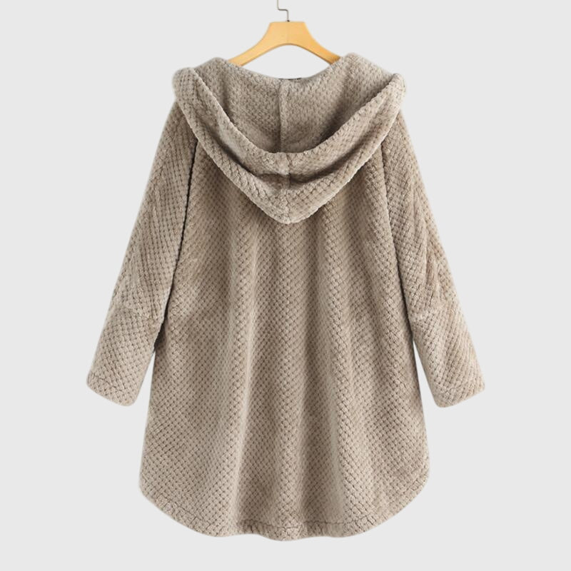 Zoe | Classic Hooded Waffle-Knit Fleece Jacket