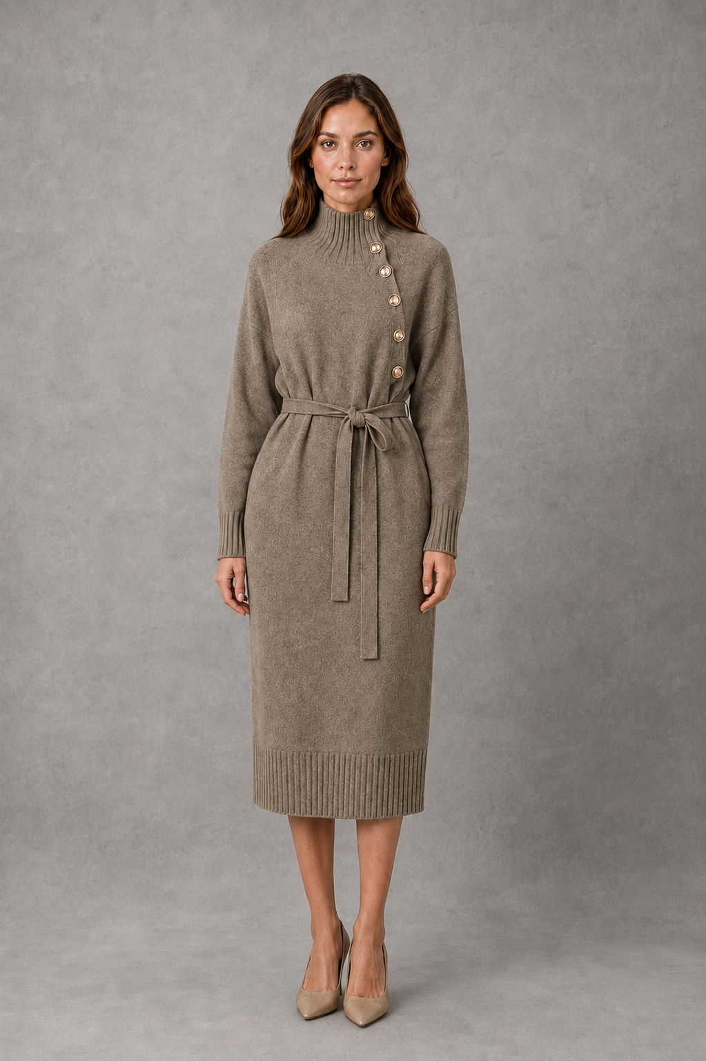 Zoe | Stylish Button Detail Knit Christmas Dress