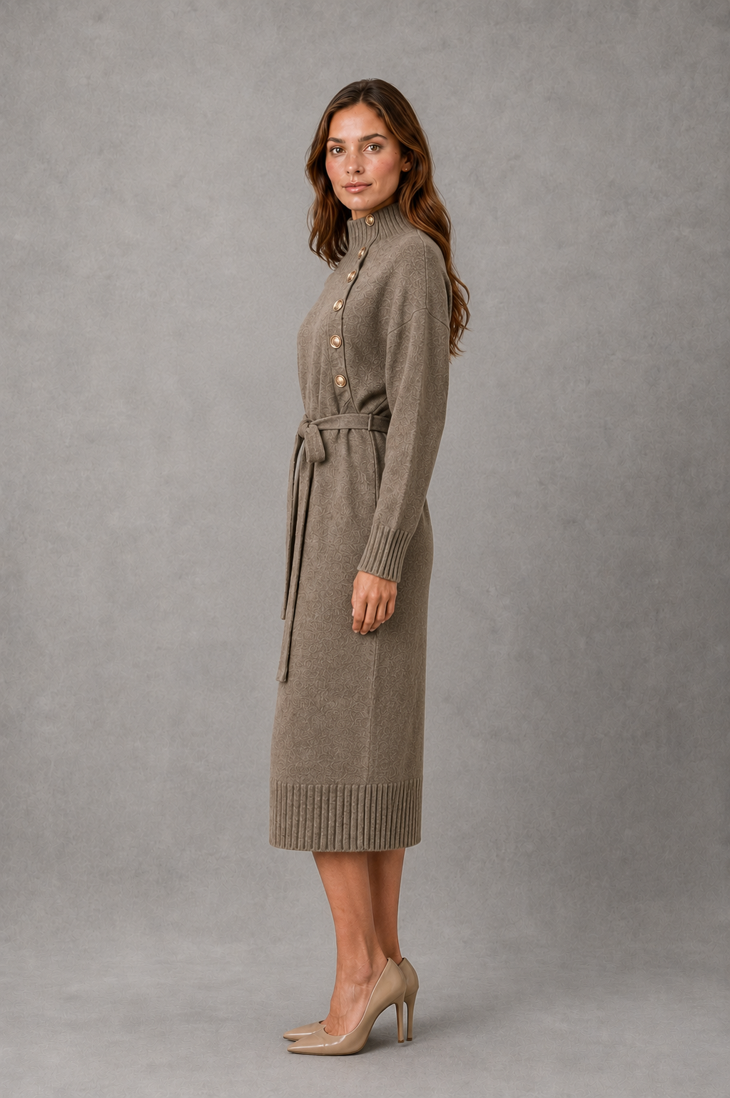 Zoe | Stylish Button Detail Knit Christmas Dress